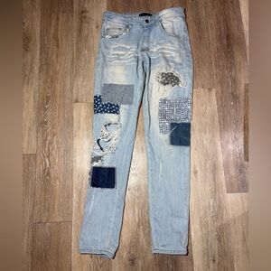 AMIRI Light Blue Denim patchwork Jeans
